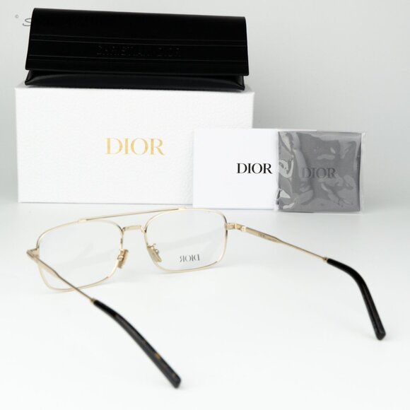 Dior Women Eyeglasses Shiny Clear Gold Demo Geometric DM50057U 032 BRAND NEW - Picture 1 of 10